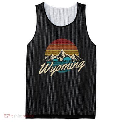 Wyoming Vintage Mountains Bison American Buffalo Gift Mesh Reversible Basketball Jersey Tank