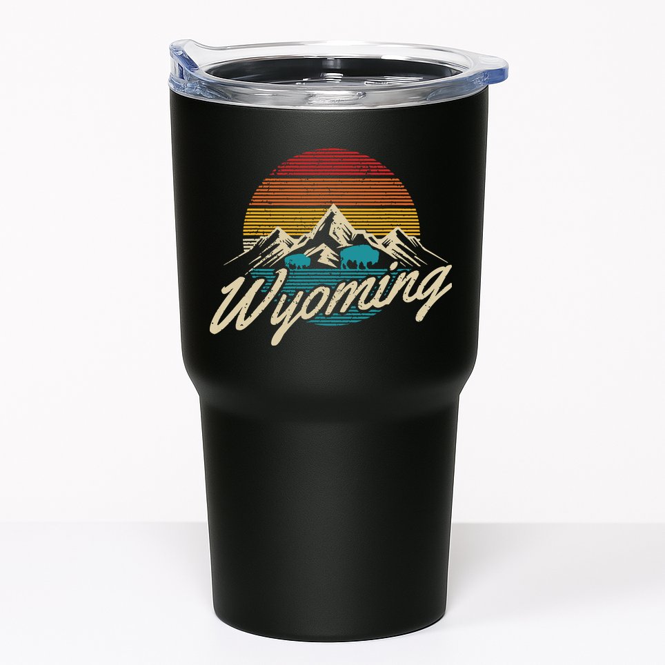 Wyoming Vintage Mountains Bison American Buffalo Gift Tumbler