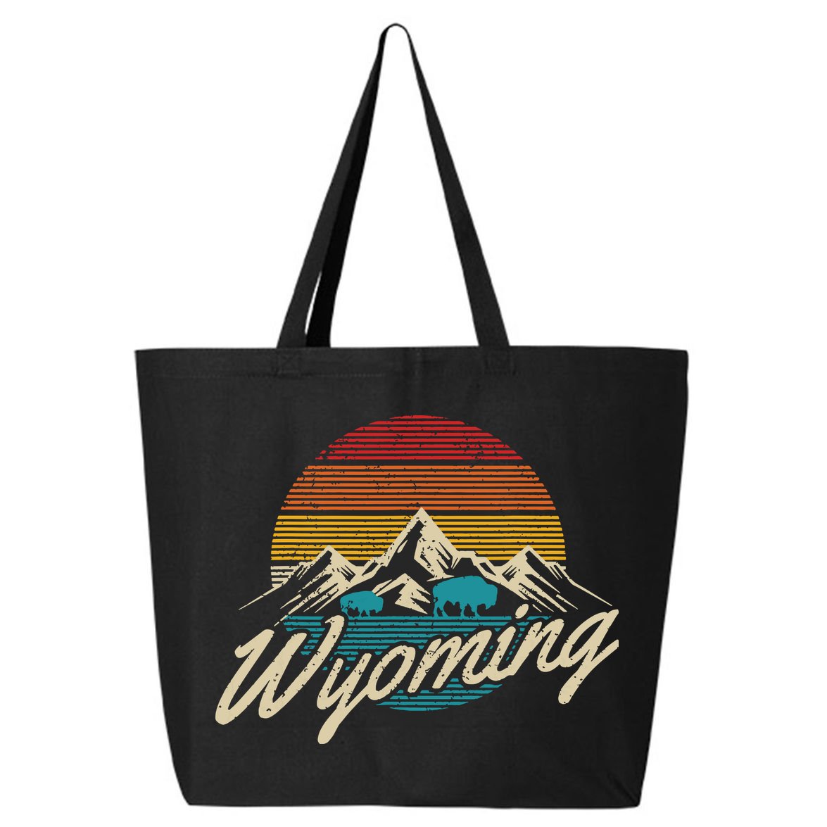Wyoming Vintage Mountains Bison American Buffalo Gift 25L Jumbo Tote