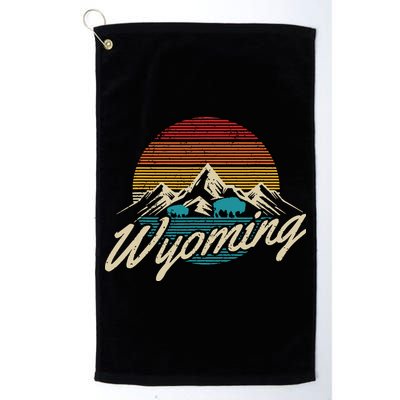 Wyoming Vintage Mountains Bison American Buffalo Gift Golf Towel