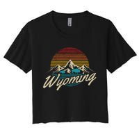 Wyoming Vintage Mountains Bison American Buffalo Gift Women's Crop Top Tee