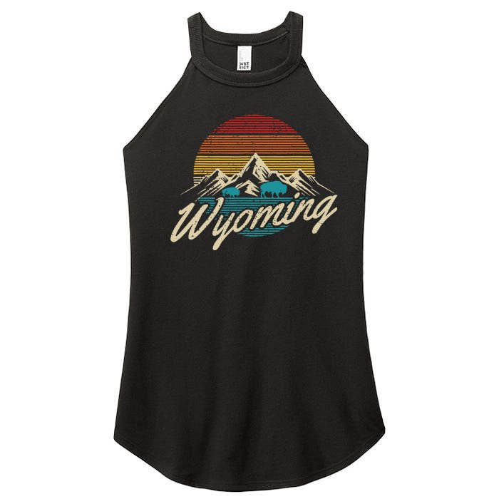 Wyoming Vintage Mountains Bison American Buffalo Gift Women's Perfect Tri Rocker Tank