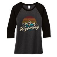 Wyoming Vintage Mountains Bison American Buffalo Gift Women's Tri-Blend 3/4-Sleeve Raglan Shirt