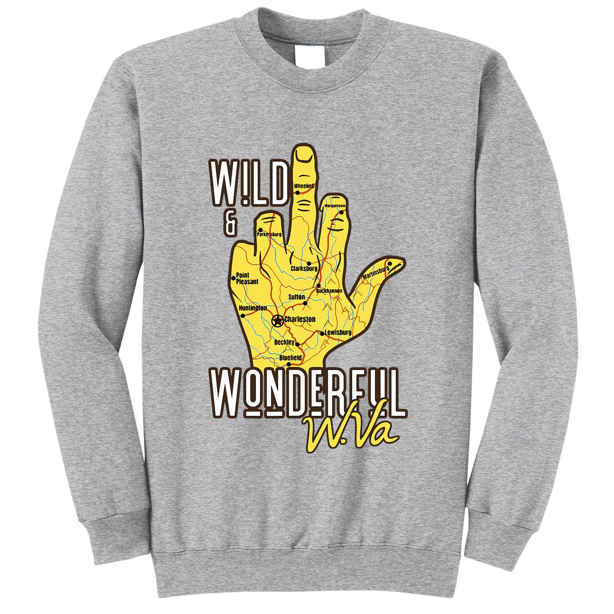 West Virginia Map Wv Middle Finger Funny Wv Souvenir Graphic Tall Sweatshirt