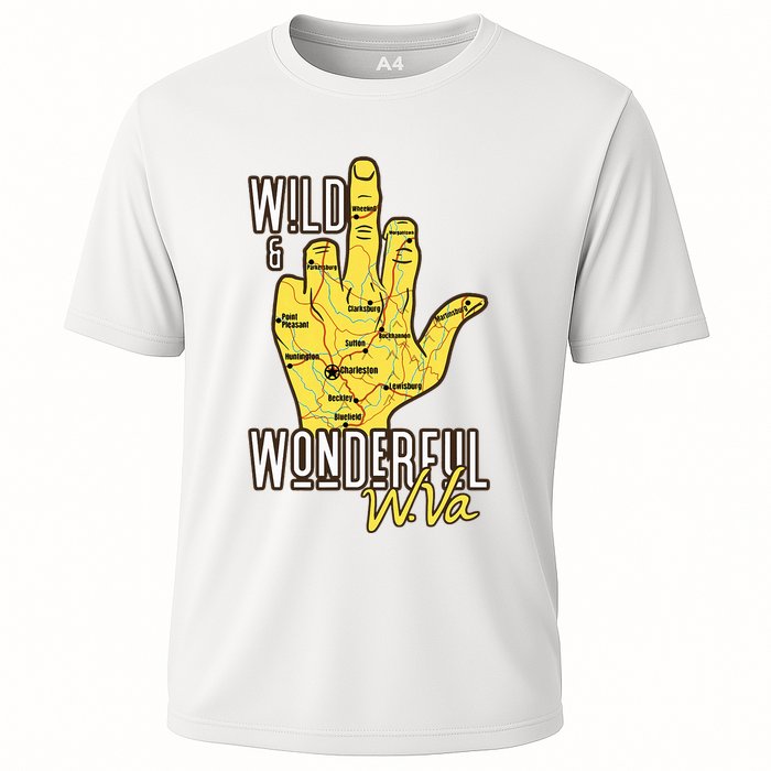 West Virginia Map Wv Middle Finger Funny Wv Souvenir Graphic Cooling Performance Crew T-Shirt