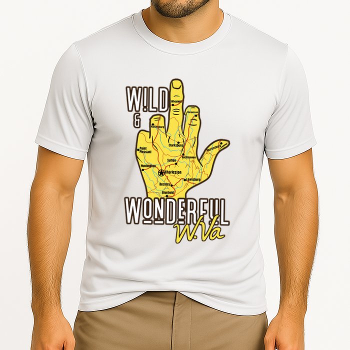 West Virginia Map Wv Middle Finger Funny Wv Souvenir Graphic Cooling Performance Crew T-Shirt