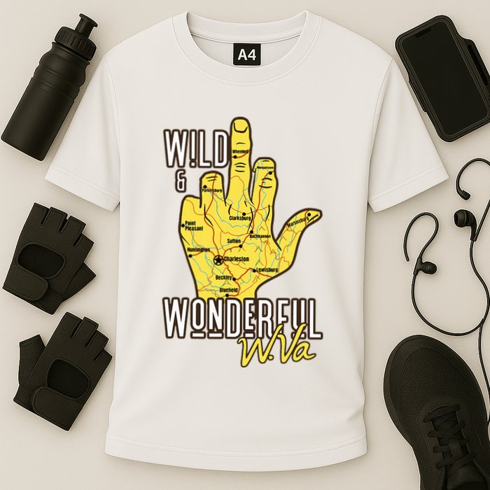West Virginia Map Wv Middle Finger Funny Wv Souvenir Graphic Cooling Performance Crew T-Shirt