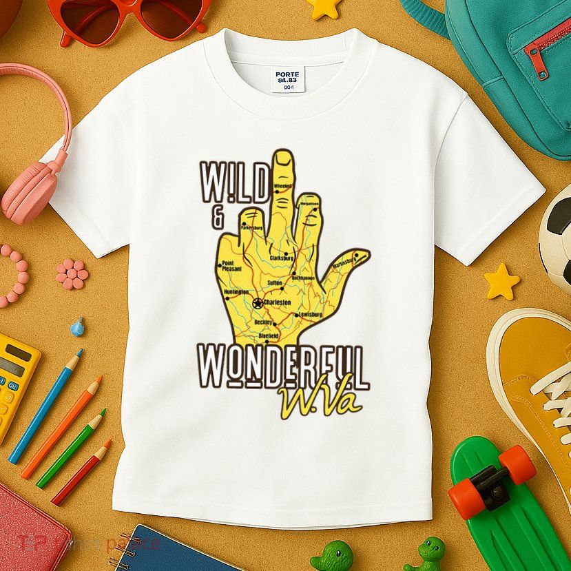 West Virginia Map Wv Middle Finger Funny Wv Souvenir Graphic Kids T-Shirt