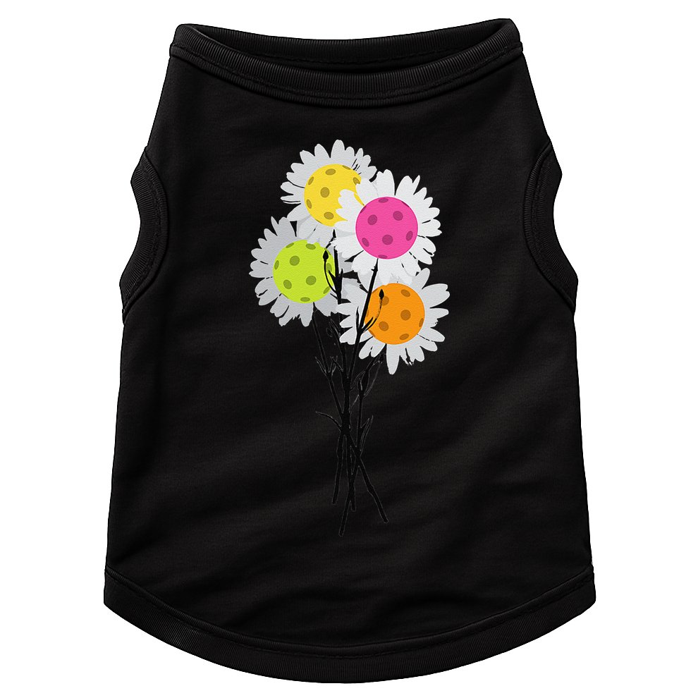 Womens Valentine's Mother's Day Pickleball Flower Bouquet Pretty Doggie Tank