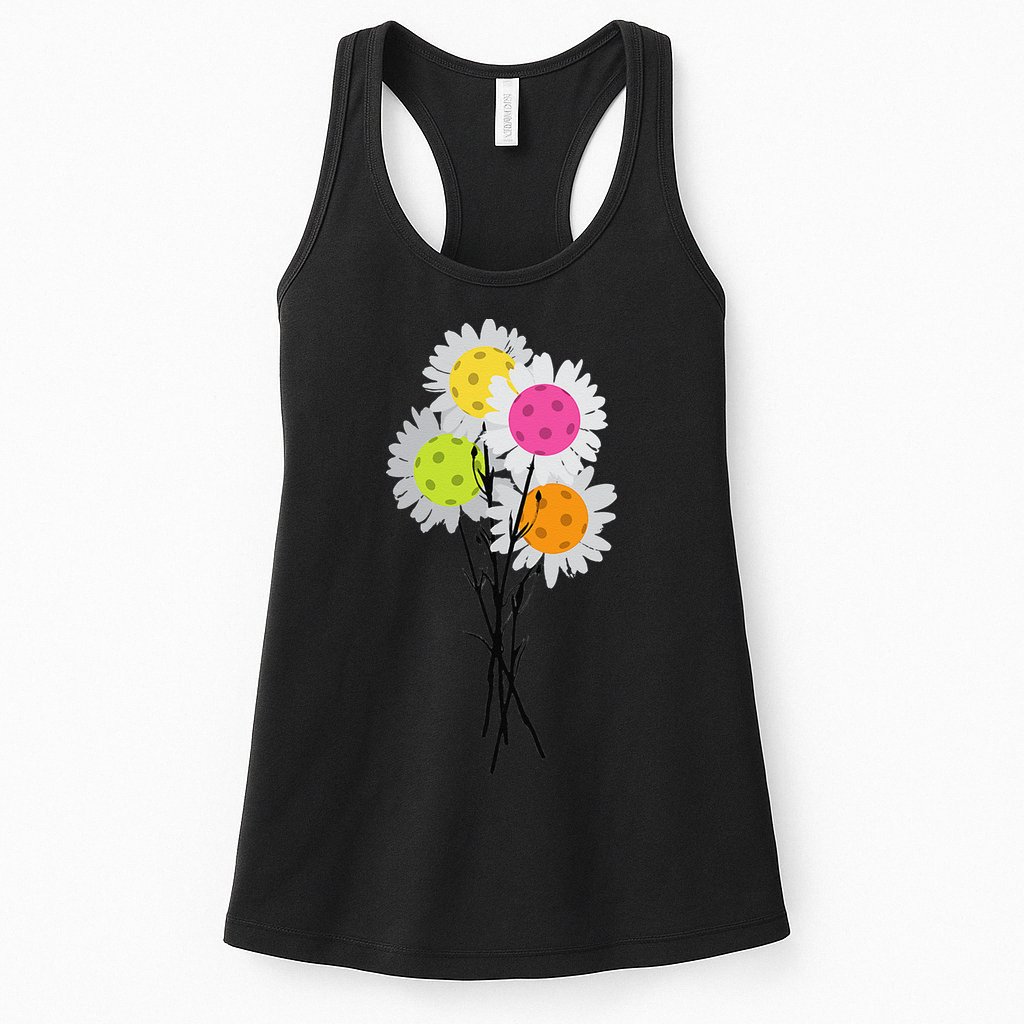 Womens Valentine's Mother's Day Pickleball Flower Bouquet Pretty Womens Tank Top