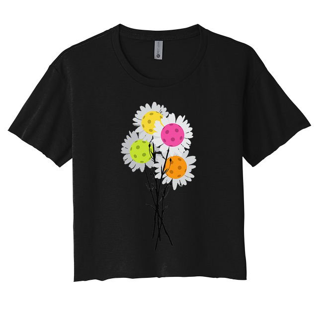 Womens Valentine's Mother's Day Pickleball Flower Bouquet Pretty Crop Top