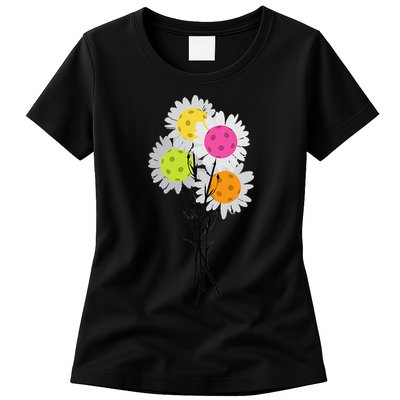 Womens Valentine's Mother's Day Pickleball Flower Bouquet Pretty Womens T-Shirt