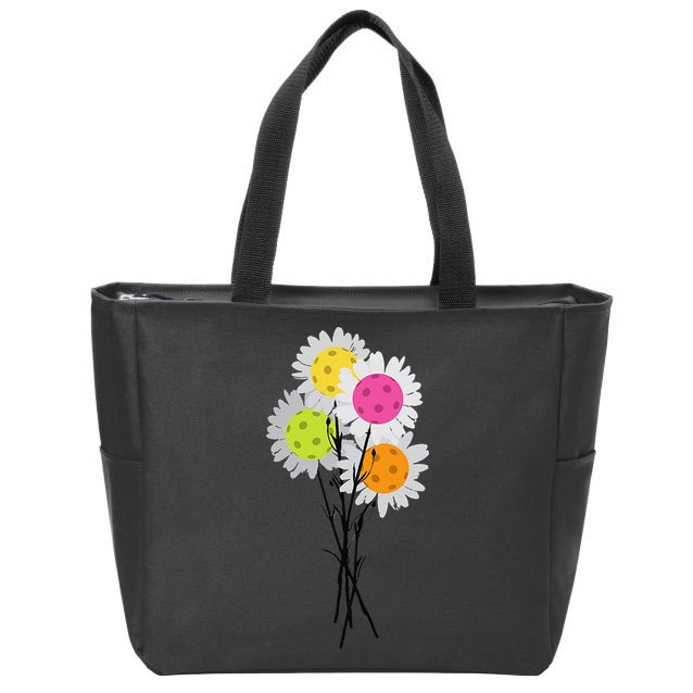 Womens Valentine's Mother's Day Pickleball Flower Bouquet Pretty Zip Tote Bag
