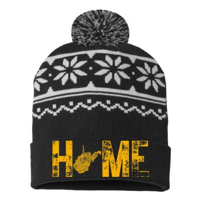 West Virginia Map Home WV Vintage USA-Made Snowflake Beanie