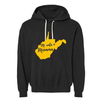 West Virginia Mountain Momma State Map Home Garment-Dyed Fleece Hoodie