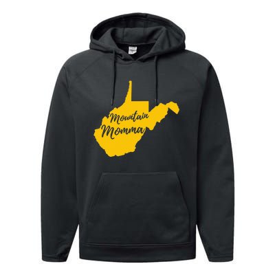 West Virginia Mountain Momma State Map Home Performance Fleece Hoodie