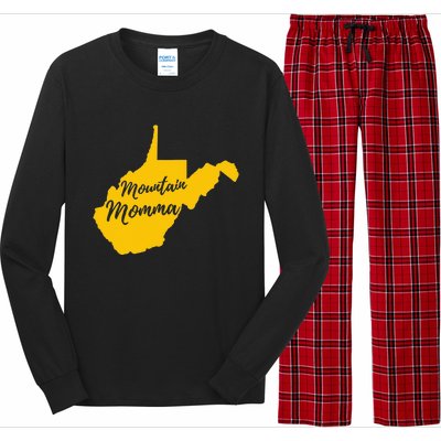 West Virginia Mountain Momma State Map Home Long Sleeve Pajama Set