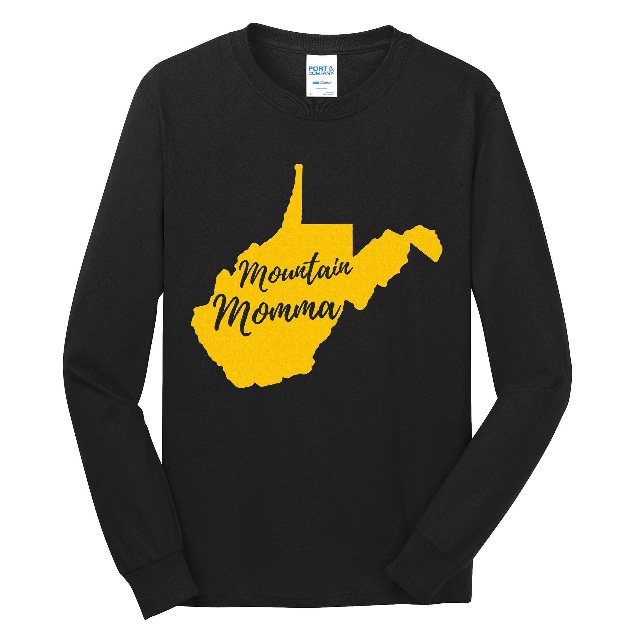 West Virginia Mountain Momma State Map Home Tall Long Sleeve T-Shirt