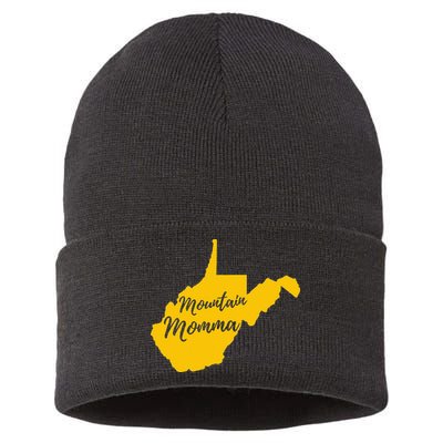 West Virginia Mountain Momma State Map Home Sustainable Knit Beanie