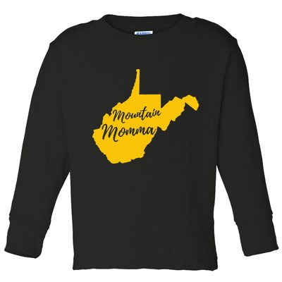 West Virginia Mountain Momma State Map Home Toddler Long Sleeve Shirt