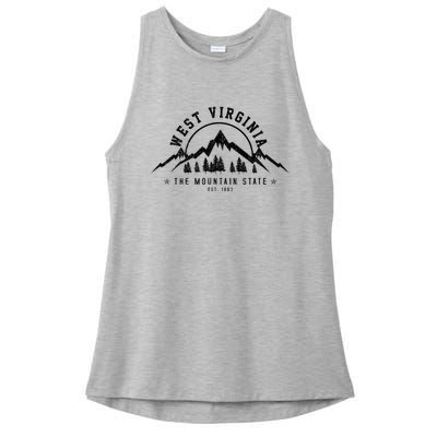 West Virginia Mountain State Est. 1869 Vintage Gift Ladies PosiCharge Tri-Blend Wicking Tank