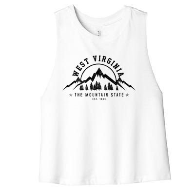 West Virginia Mountain State Est. 1869 Vintage Gift Women's Racerback Cropped Tank