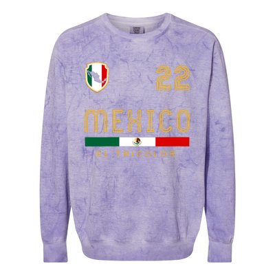 Women Vintage Mexico Jersey Futbol Soccer Flag Fan Gift Vneck Colorblast Crewneck Sweatshirt