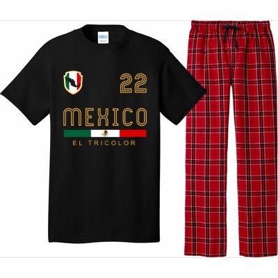 Women Vintage Mexico Jersey Futbol Soccer Flag Fan Gift Vneck Pajama Set