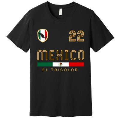 Women Vintage Mexico Jersey Futbol Soccer Flag Fan Gift Vneck Premium T-Shirt