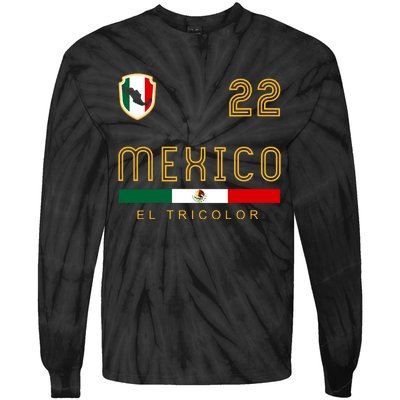 Women Vintage Mexico Jersey Futbol Soccer Flag Fan Gift Vneck Tie-Dye Long Sleeve Shirt