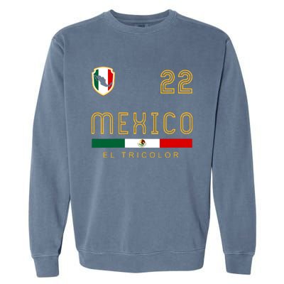 Women Vintage Mexico Jersey Futbol Soccer Flag Fan Gift Vneck Garment-Dyed Sweatshirt