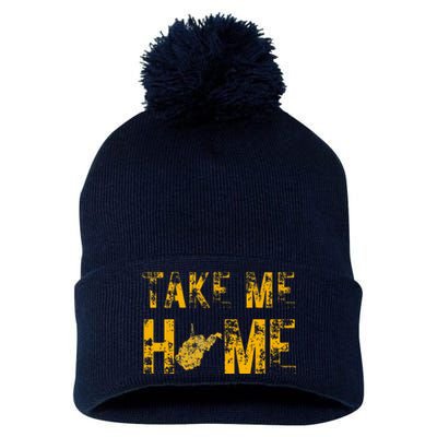 West Virginia Map Home WV Vintage Pom Pom 12in Knit Beanie