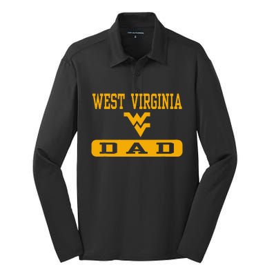 West Virginia Mountaineers Dad Silk Touch Performance Long Sleeve Polo