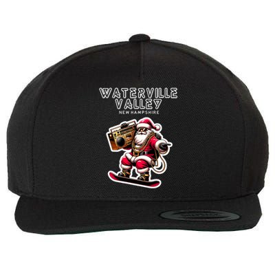 Waterville Valley New Hampshire Christmas Snowboard Santa Gift Wool Snapback Cap