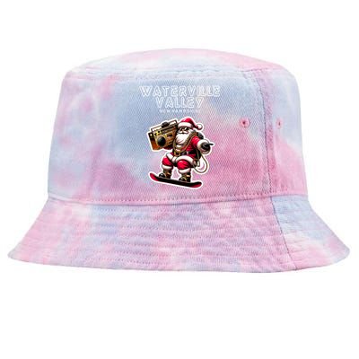 Waterville Valley New Hampshire Christmas Snowboard Santa Gift Tie-Dyed Bucket Hat