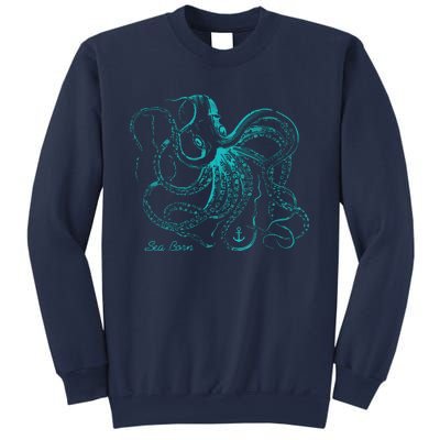 Womens Vintage Octopus Cool Marine Biologist Ocean Sea Life Gift 2 VNeck Sweatshirt