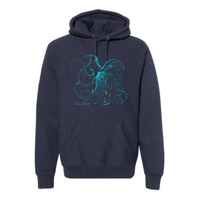 Womens Vintage Octopus Cool Marine Biologist Ocean Sea Life Gift 2 VNeck Premium Hoodie