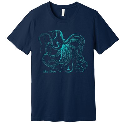 Womens Vintage Octopus Cool Marine Biologist Ocean Sea Life Gift 2 VNeck Premium T-Shirt