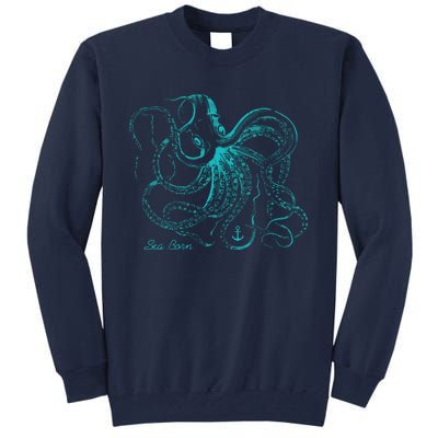 Womens Vintage Octopus Cool Marine Biologist Ocean Sea Life Gift 2 VNeck Tall Sweatshirt