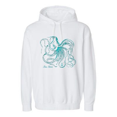 Womens Vintage Octopus Cool Marine Biologist Ocean Sea Life Gift 2 VNeck Garment-Dyed Fleece Hoodie