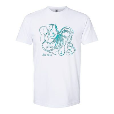 Womens Vintage Octopus Cool Marine Biologist Ocean Sea Life Gift 2 VNeck Softstyle CVC T-Shirt