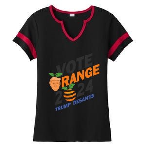 Women Vote Orange Trump Desantis 2024 Presidential Election Gift Ladies Halftime Notch Neck Tee