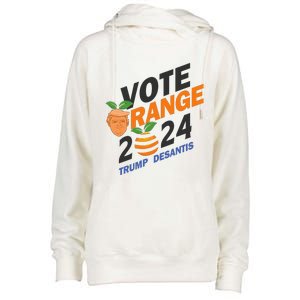 Women Vote Orange Trump Desantis 2024 Presidential Election Gift Womens Funnel Neck Pullover Hood