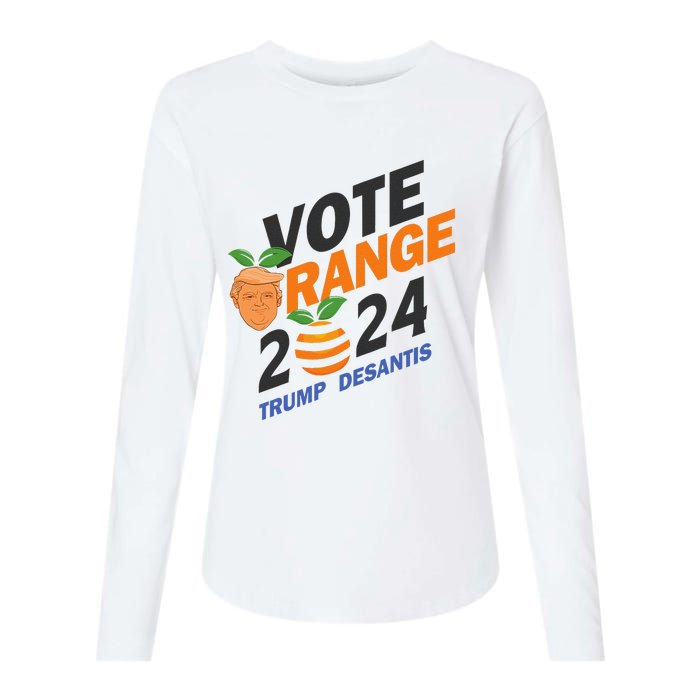 Women Vote Orange Trump Desantis 2024 Presidential Election Gift Womens Cotton Relaxed Long Sleeve T-Shirt