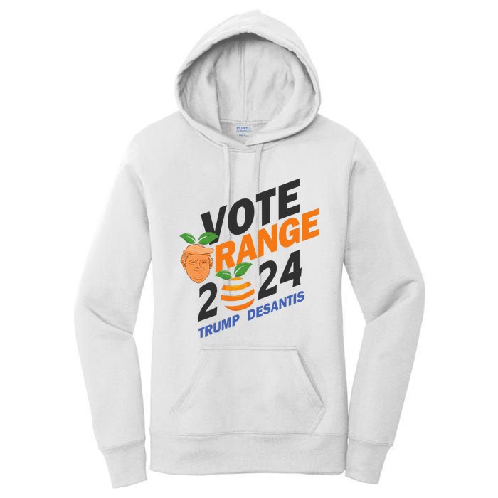 Women Vote Orange Trump Desantis 2024 Presidential Election Gift Women's Pullover Hoodie