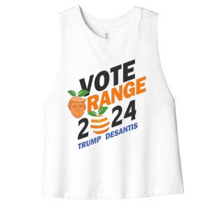 Women Vote Orange Trump Desantis 2024 Presidential Election Gift Women's Racerback Cropped Tank