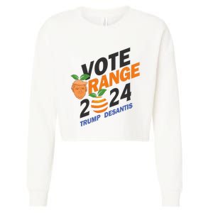 Women Vote Orange Trump Desantis 2024 Presidential Election Gift Cropped Pullover Crew