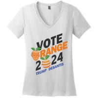 Women Vote Orange Trump Desantis 2024 Presidential Election Gift Women's V-Neck T-Shirt