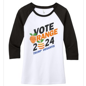 Women Vote Orange Trump Desantis 2024 Presidential Election Gift Women's Tri-Blend 3/4-Sleeve Raglan Shirt