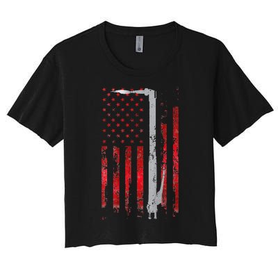 Welding Vintage Patriotic USA American Flag Welder gift Women's Crop Top Tee